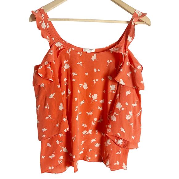 Shoshanna Bronwen Red Floral Print Cold Shoulder Square Neck Silk Top Size Small - Picture 5 of 12